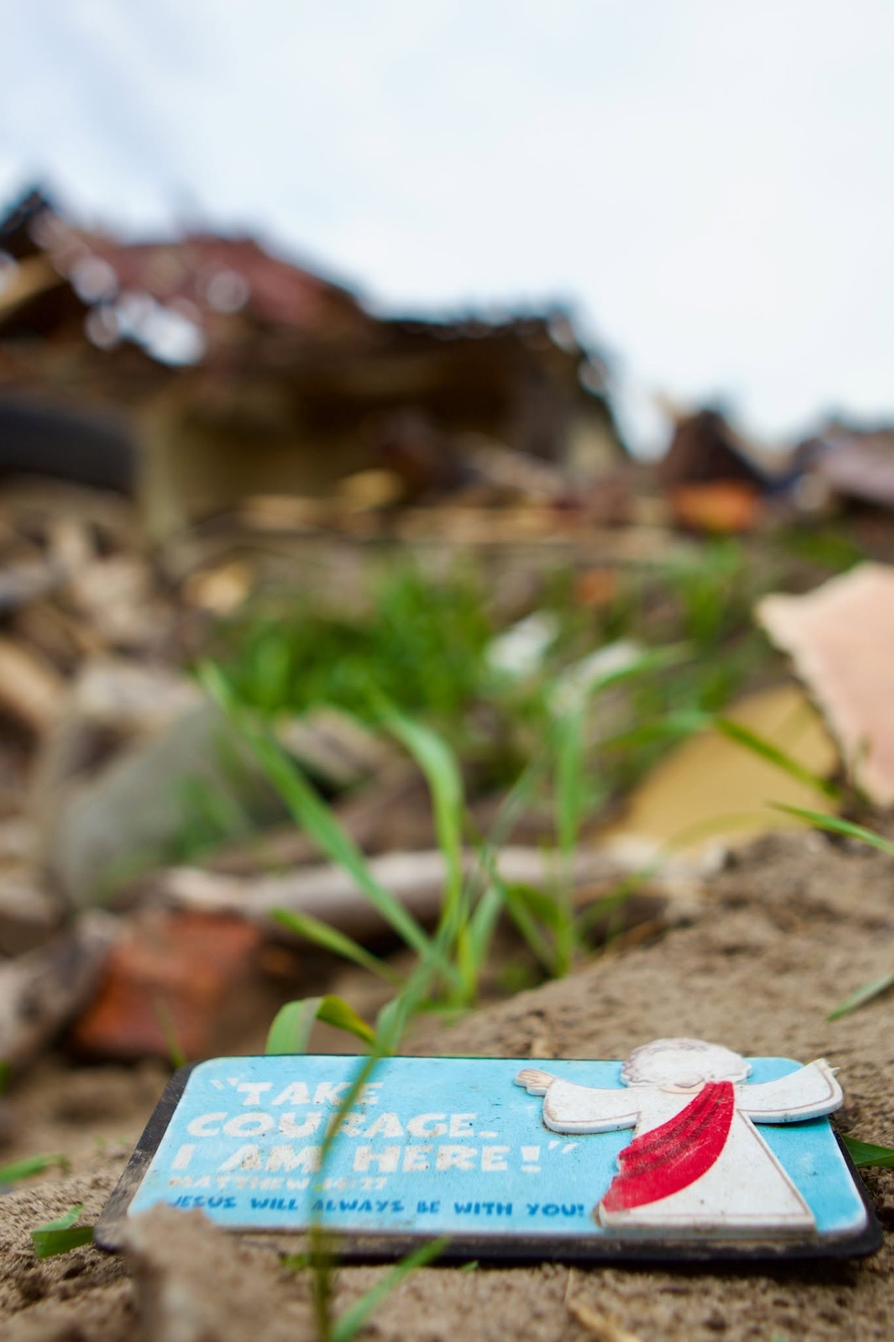 Take courage. I am here — a small sign seen among the destruction in Korosten